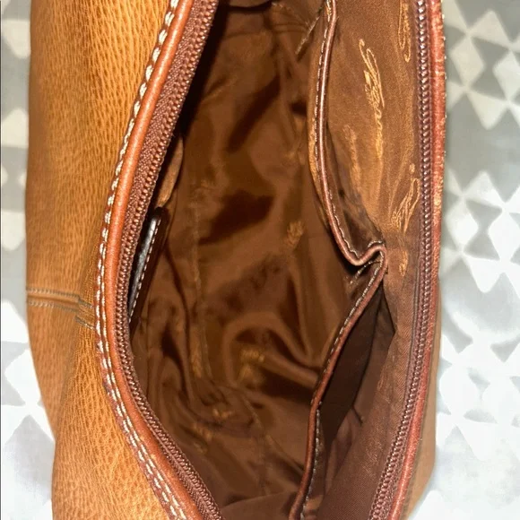 SOLD 
Fossil Tan and Brown Pebble Leather Shoulder Bag - Picture 6 of 7